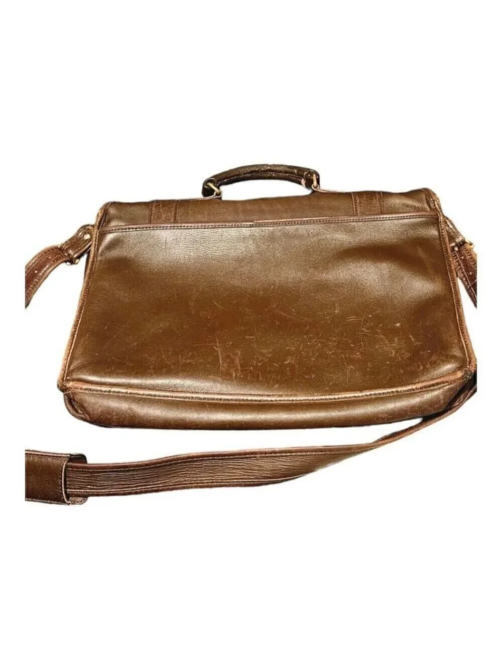 Coach Unisex Brown Leather Adjustable Shoulder Strap Flap Closure Messenger Bag
